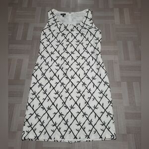 Talbots Black and White Bamboo Sheath Dress Sleeveless Linen Blend. 10